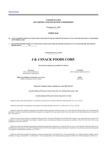 Thumbnail J&J Snack Foods
 10-K Annual Report 