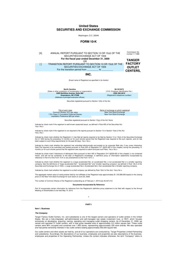 Thumbnail Tanger Inc.
 10-K Annual Report 