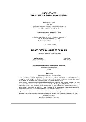 Vorschaubild Tanger Inc.
 10-Q Quartalsbericht  