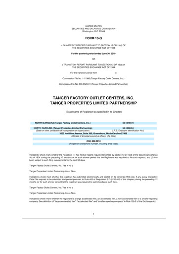 Vorschaubild Tanger Inc.
 10-Q Quartalsbericht 2010 
