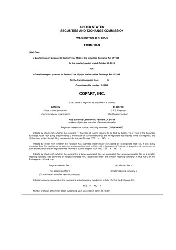 Miniature Copart
 10-Q Rapport trimestriel 2011 