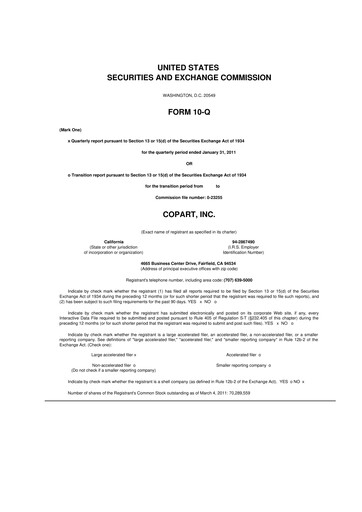 Miniature Copart
 10-Q Rapport trimestriel 2011 