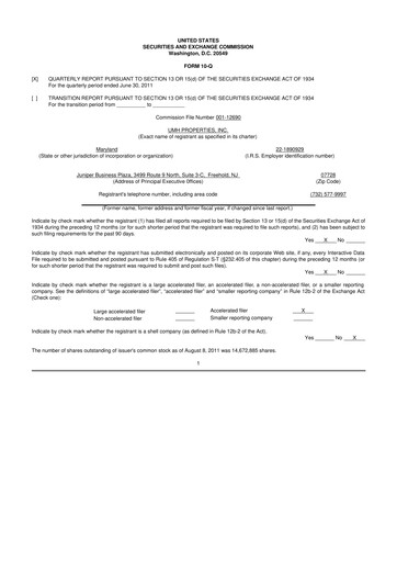 Thumbnail UMH Properties 10-Q Quarterly Report FY2011 
