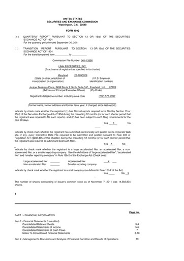 Thumbnail UMH Properties 10-Q Quarterly Report FY2011 