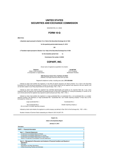 Miniature Copart
 10-Q Rapport trimestriel 2012 