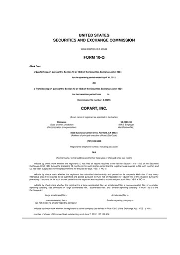 Miniature Copart
 10-Q Rapport trimestriel 2012 