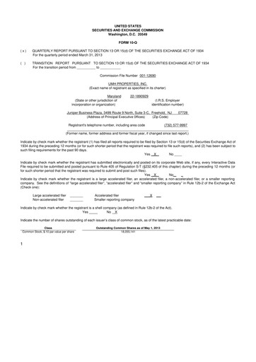 Thumbnail UMH Properties 10-Q Quarterly Report FY2013 
