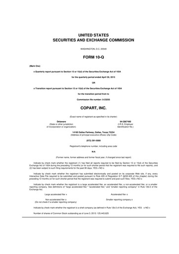 Miniature Copart
 10-Q Rapport trimestriel 2013 