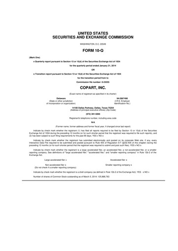 Miniature Copart
 10-Q Rapport trimestriel 2014 