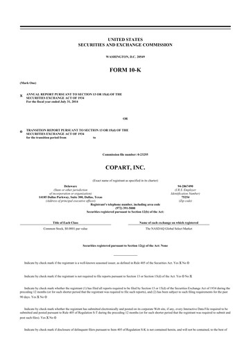 Thumbnail Copart
 10-K Annual Report 2014