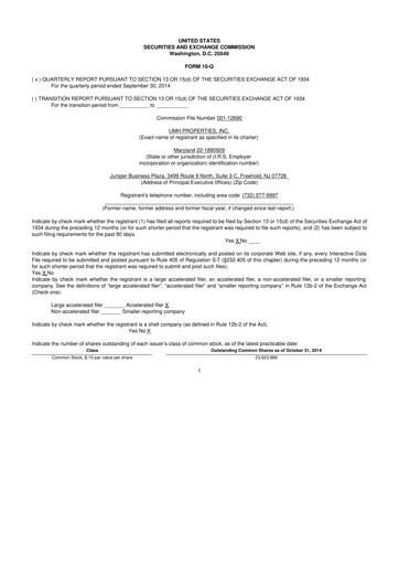Thumbnail UMH Properties 10-Q Quarterly Report FY2014 