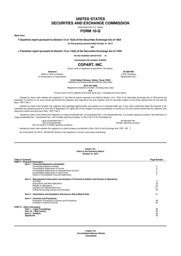 Miniature Copart
 10-Q Rapport trimestriel 2015 