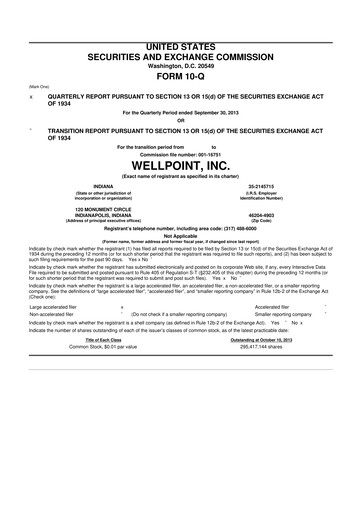 Thumbnail Elevance Health 10-Q Quarterly Report FY2013 