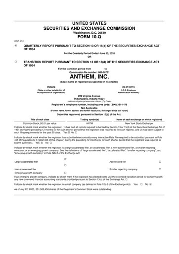 Thumbnail Elevance Health 10-Q Quarterly Report FY2020 