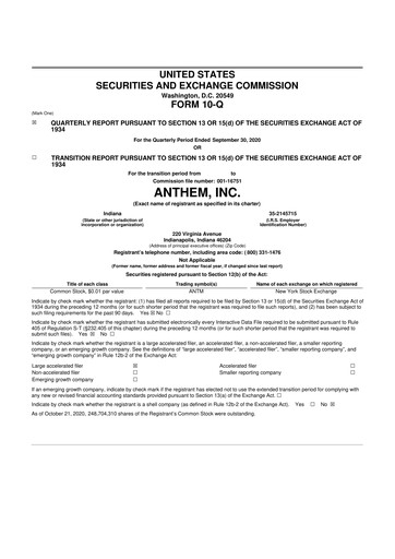 Thumbnail Elevance Health 10-Q Quarterly Report FY2020 