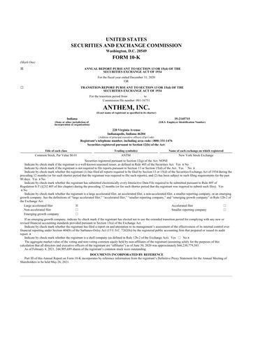 Thumbnail Elevance Health 10-K Annual Report 2020