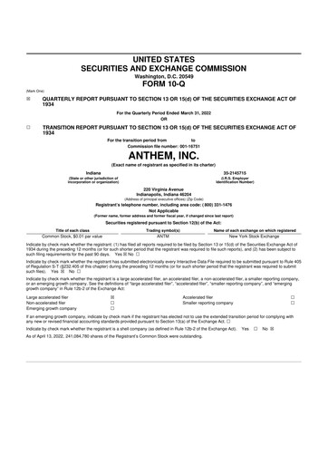 Thumbnail Elevance Health 10-Q Quarterly Report FY2022 