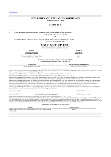 Thumbnail CME Group 10-K Annual Report 2011