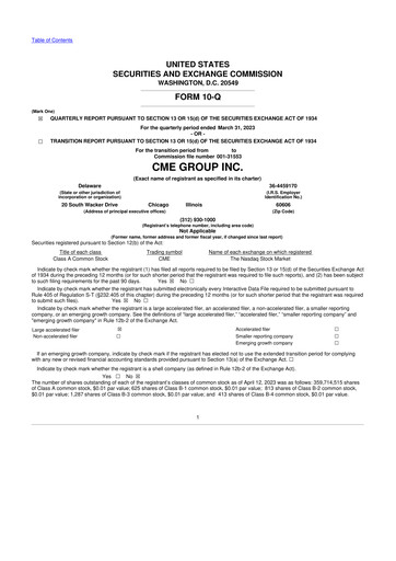Miniature CME Group 10-Q Rapport trimestriel 2023 