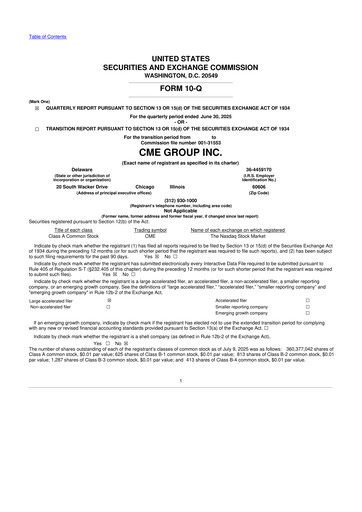 Miniature CME Group 10-Q Rapport trimestriel 2025 