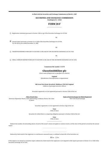 Miniature GSK plc 20-F Rapport annuel 