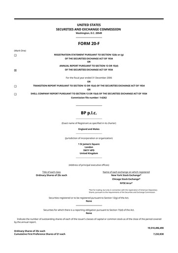 Miniature BP 20-F Rapport annuel 