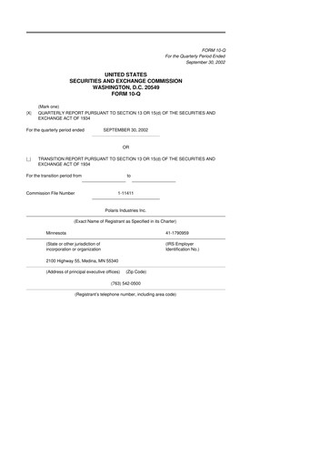 Thumbnail Polaris 10-Q Quarterly Report FY 