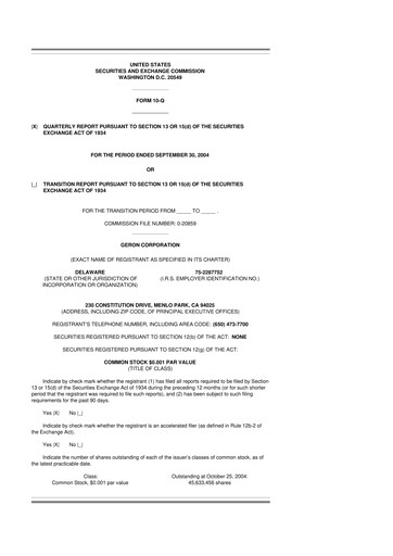 Thumbnail Geron 10-Q Quarterly Report FY 