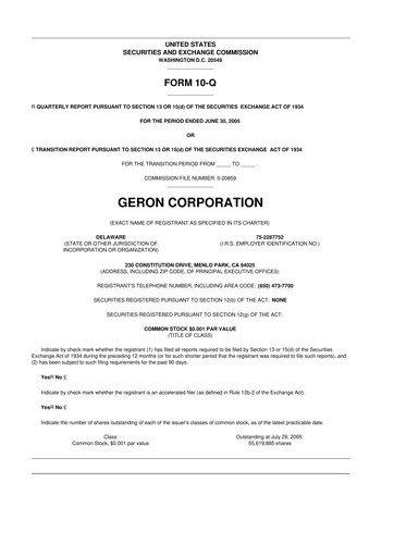 Thumbnail Geron 10-Q Quarterly Report FY 