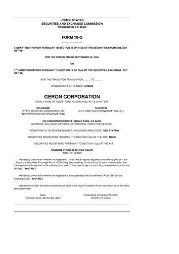 Thumbnail Geron 10-Q Quarterly Report FY 