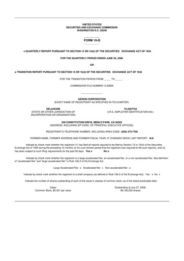 Thumbnail Geron 10-Q Quarterly Report FY 