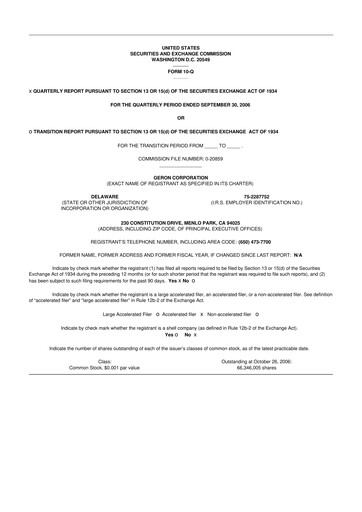 Thumbnail Geron 10-Q Quarterly Report FY 