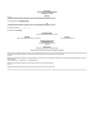 Thumbnail Getty Realty 10-Q Quarterly Report FY 