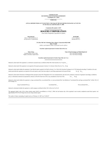 Thumbnail Rogers Corporation
 10-K Annual Report 