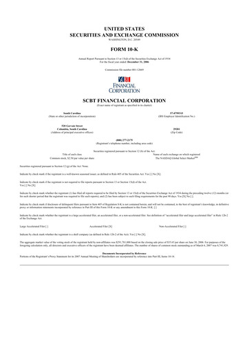 Thumbnail South State Corp 10-K Annual Report 