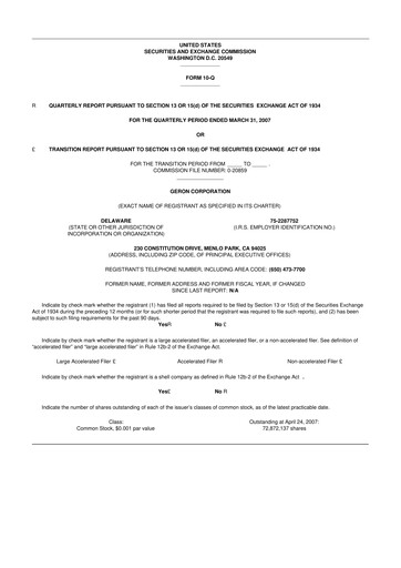 Thumbnail Geron 10-Q Quarterly Report FY 