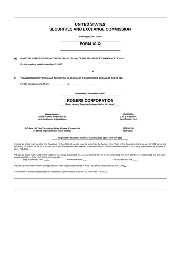 Thumbnail Rogers Corporation
 10-Q Quarterly Report FY 