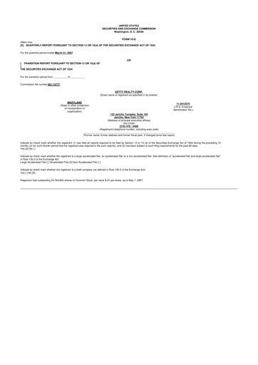 Thumbnail Getty Realty 10-Q Quarterly Report FY 