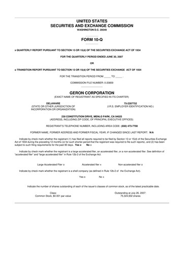 Thumbnail Geron 10-Q Quarterly Report FY 