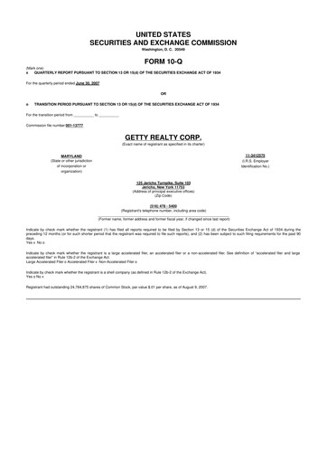 Thumbnail Getty Realty 10-Q Quarterly Report FY 