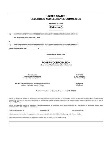 Thumbnail Rogers Corporation
 10-Q Quarterly Report FY 