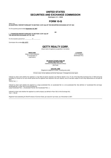 Thumbnail Getty Realty 10-Q Quarterly Report FY 