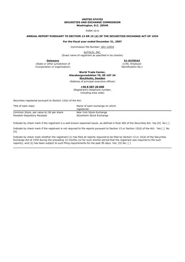 Thumbnail Autoliv 10-K Annual Report 