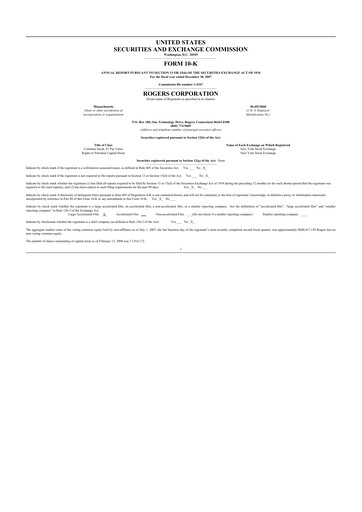 Thumbnail Rogers Corporation
 10-K Annual Report 