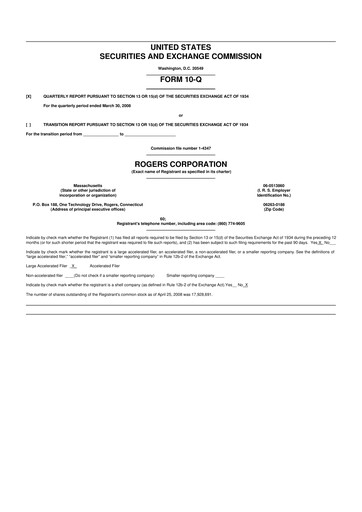 Thumbnail Rogers Corporation
 10-Q Quarterly Report FY 