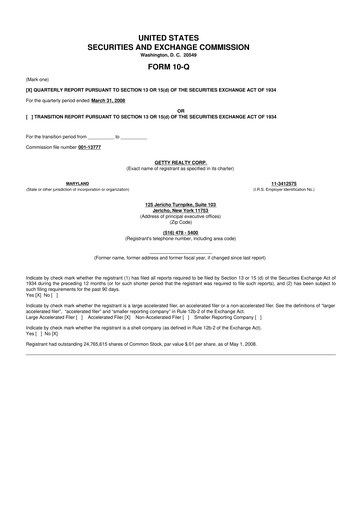 Thumbnail Getty Realty 10-Q Quarterly Report FY 