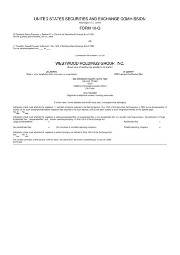 Thumbnail Westwood Holdings Group 10-Q Quarterly Report FY 