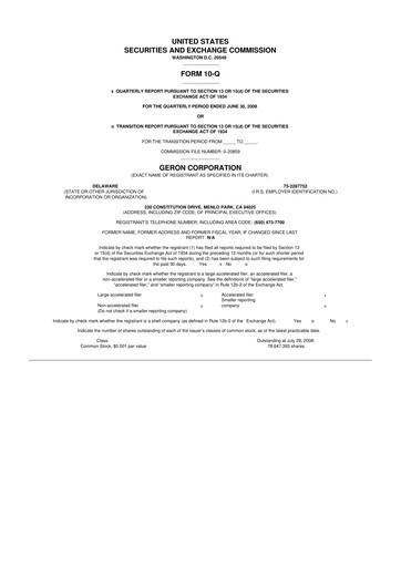 Thumbnail Geron 10-Q Quarterly Report FY 