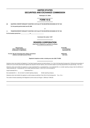 Thumbnail Rogers Corporation
 10-Q Quarterly Report FY 