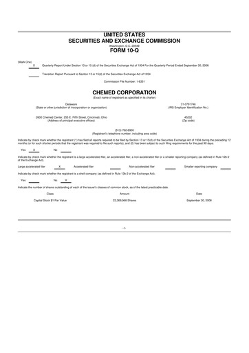 Thumbnail Chemed 10-Q Quarterly Report FY 